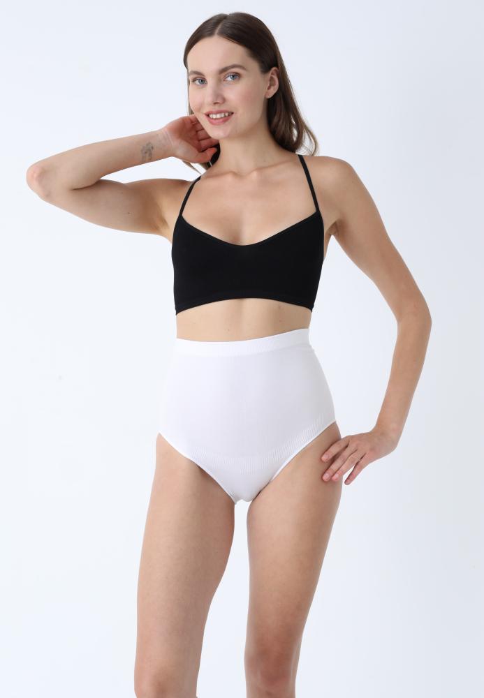 Corset Modelator Damă Clasic cu Talie înaltă , Push-up și Bandă Anti-Alunecare,Culoare Alb,Engros